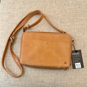 NWT Full-Grain Organizational Leather Crossbody Bag with Built-in Wallet
